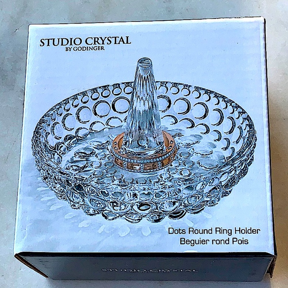 GODINGER STUIO CRYSTAL RING HOLDER DOTS ROUND NEW - Picture 5 of 7